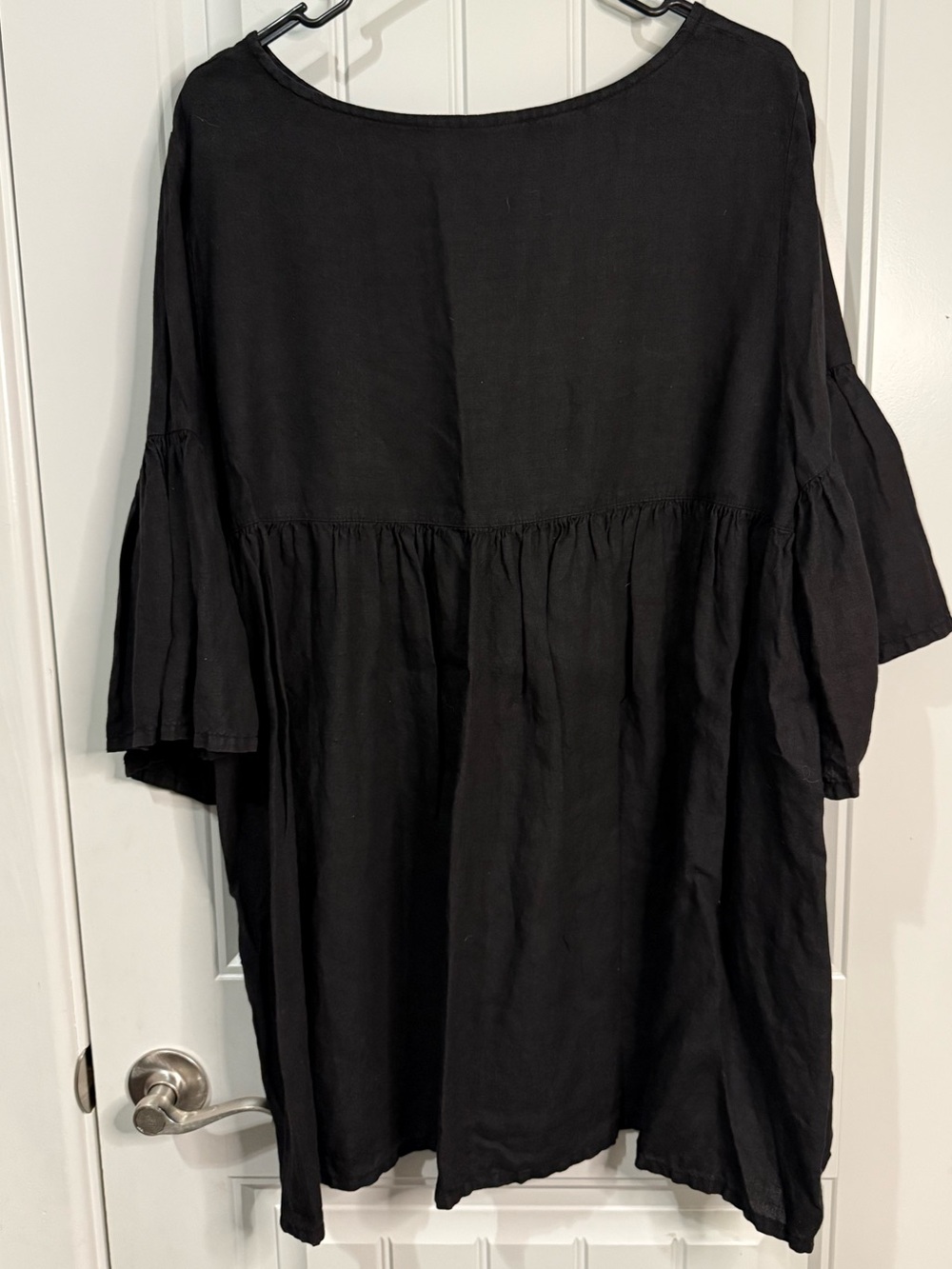 bryn Walker Black 100% Linen Bell-Sleeve Tunic size large made in USA - Picture 9 of 16